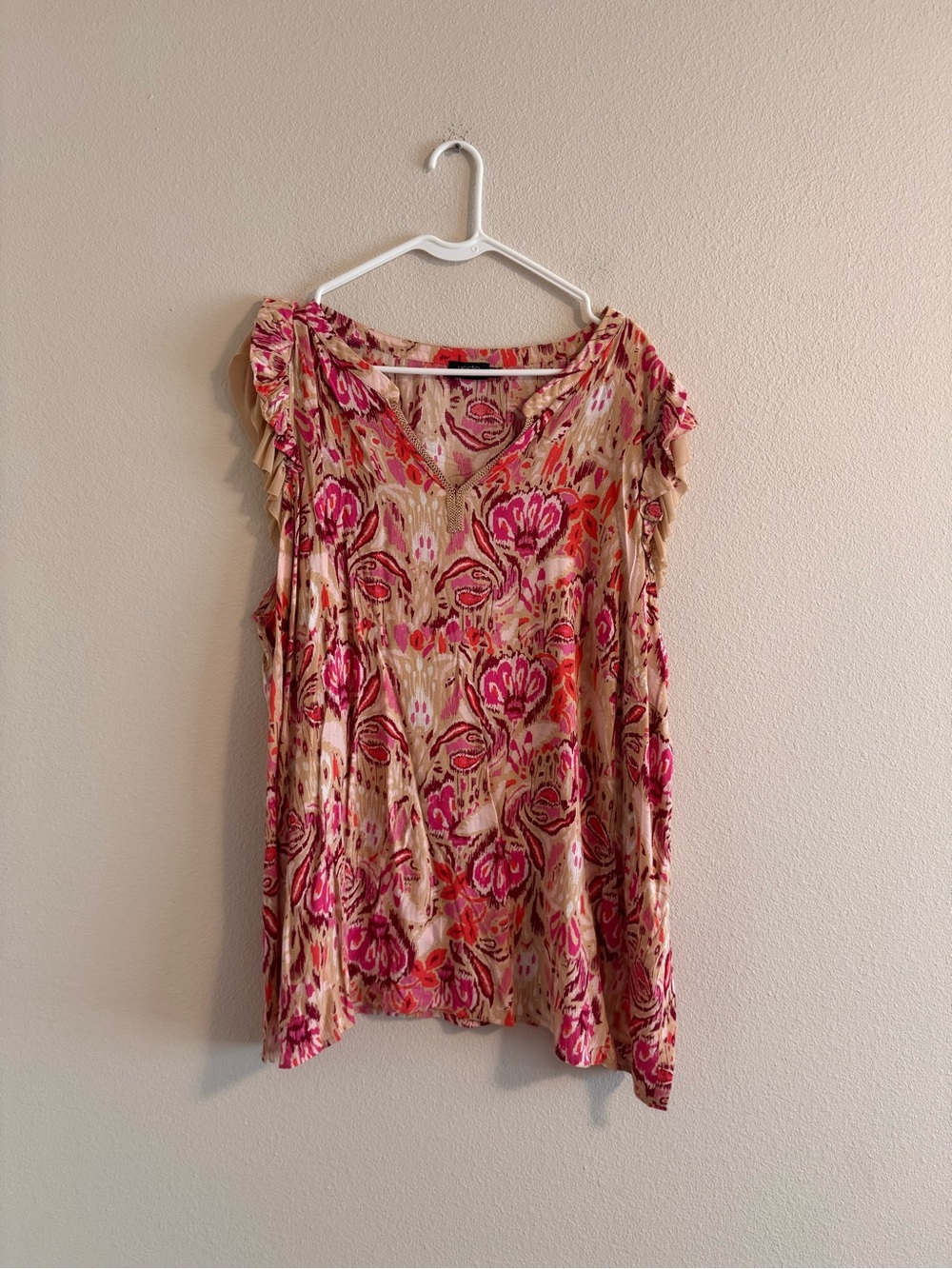 Floral Pink Beige Sleeveless Camisole